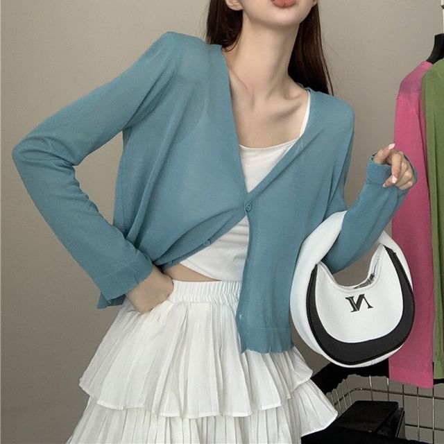 V-Neck Plain Cardigan