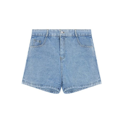 Washed Denim Hoodie and Shorts Set