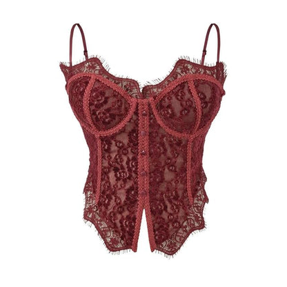 Lace-Trimmed Camisole with Side Slit - Sleek Silhouette
