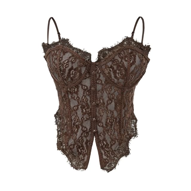 Lace-Trimmed Camisole with Side Slit - Sleek Silhouette