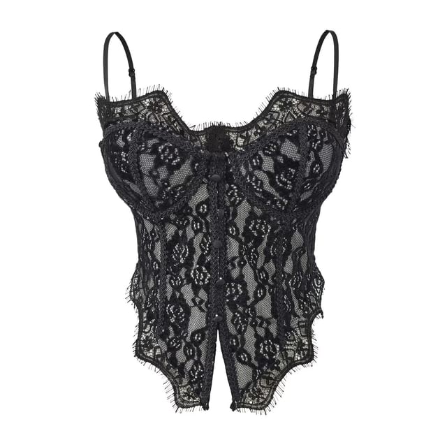Lace-Trimmed Camisole with Side Slit - Sleek Silhouette