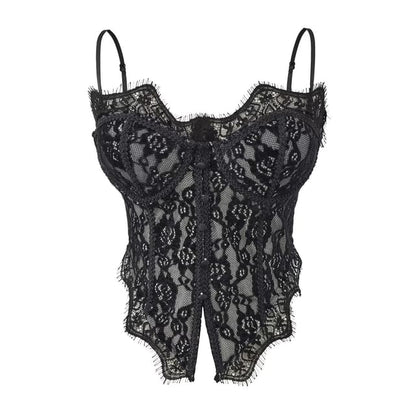 Lace-Trimmed Camisole with Side Slit - Sleek Silhouette