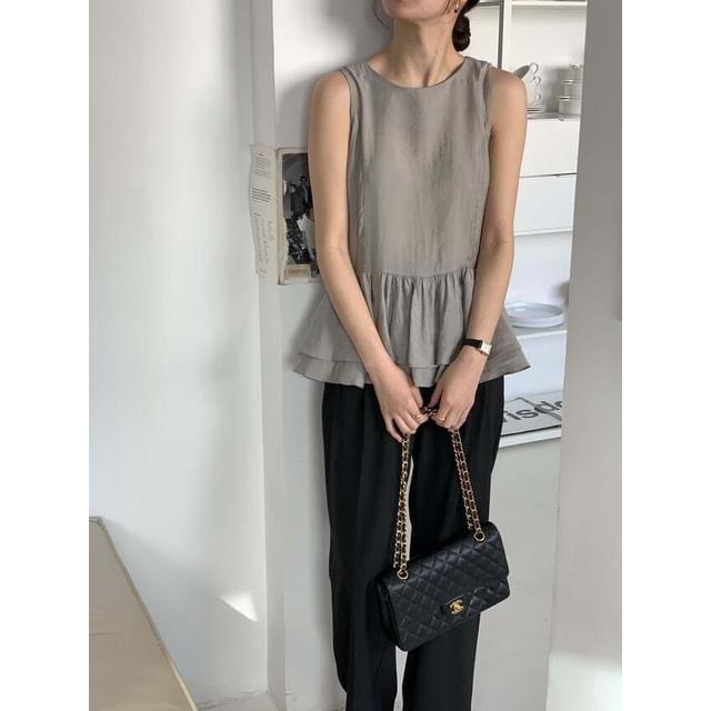Ruffled Backless Sleeveless Blouse
