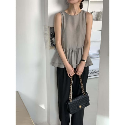 Ruffled Backless Sleeveless Blouse