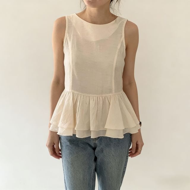 Ruffled Backless Sleeveless Blouse