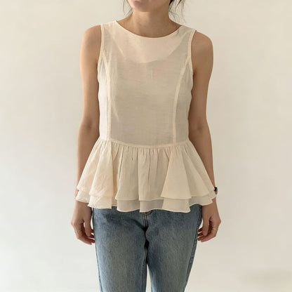 Ruffled Backless Sleeveless Blouse