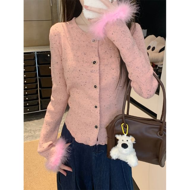 Micro Dot Ribbed Cardigan