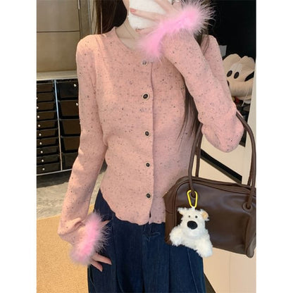 Micro Dot Ribbed Cardigan