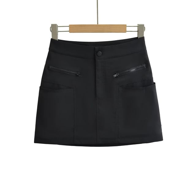 Khaki Mini A-Line Cargo Skirt - Altfashion Shop