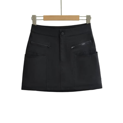 Khaki Mini A-Line Cargo Skirt - Altfashion Shop