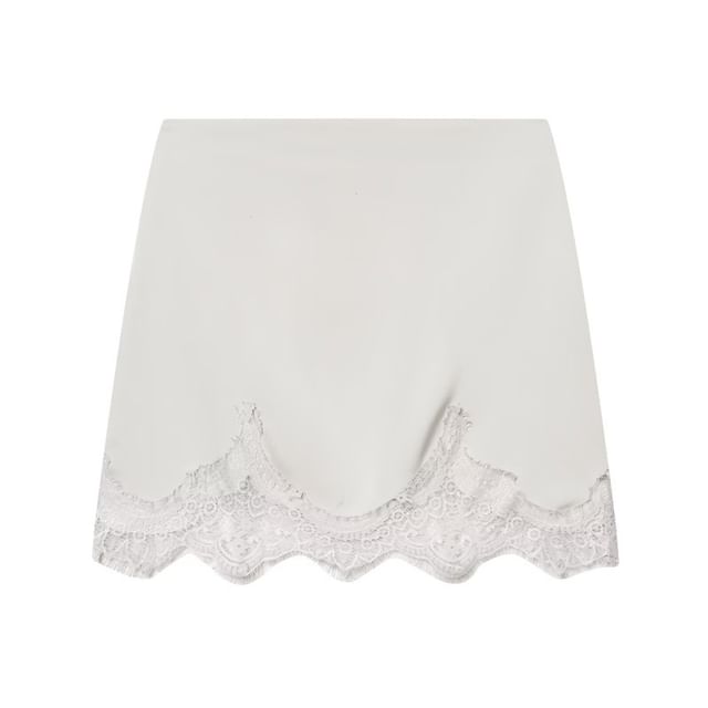 Black Lace Mini A-Line Skirt with High Waist - Altfashion Shop