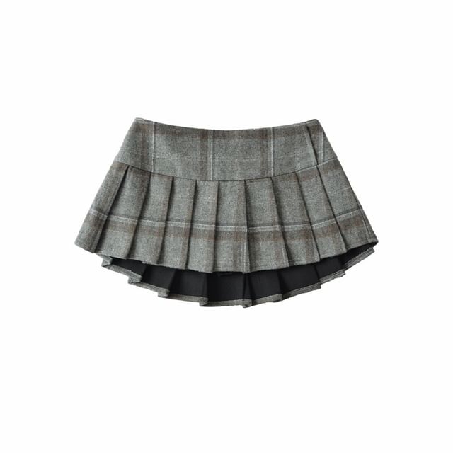 Black Plaid Mini A-Line Skirt High Waist - Altfashion Shop