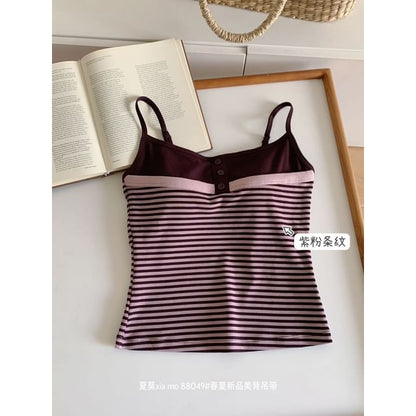 Striped Panel Padded Cami Top