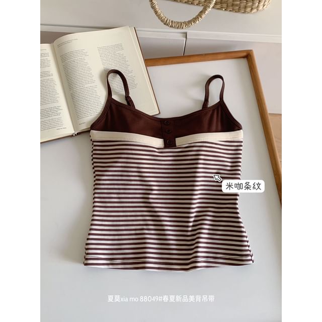 Striped Panel Padded Cami Top
