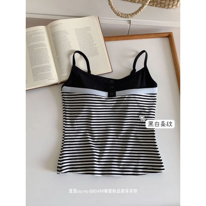 Striped Panel Padded Cami Top