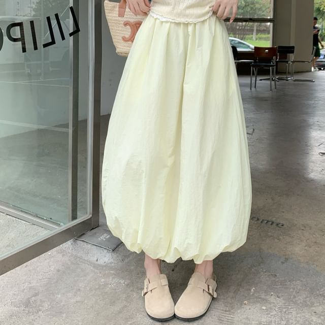 Black Maxi A-Line Skirt - Elastic Waist
