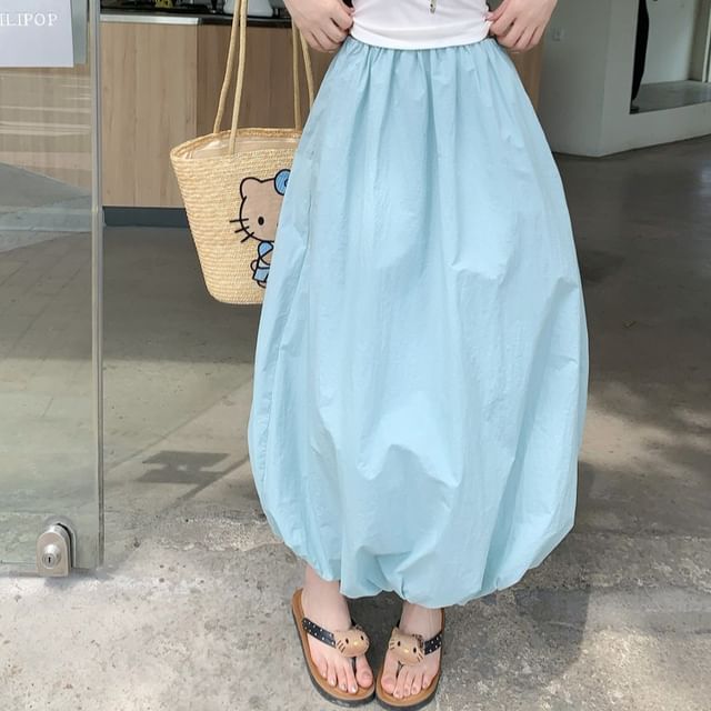 Black Maxi A-Line Skirt - Elastic Waist