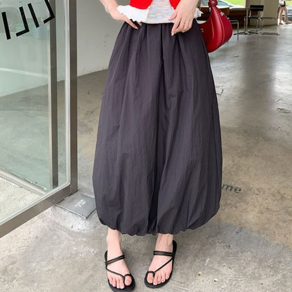 Black Maxi A-Line Skirt - Elastic Waist