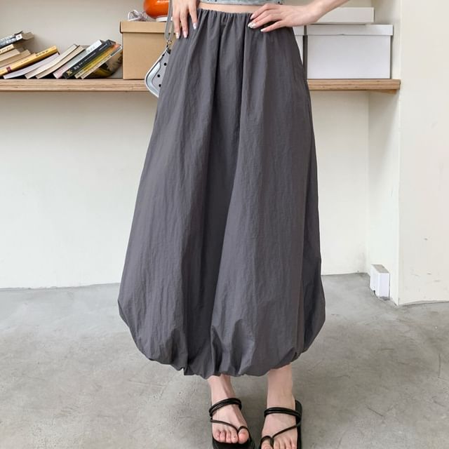 Black Maxi A-Line Skirt - Elastic Waist