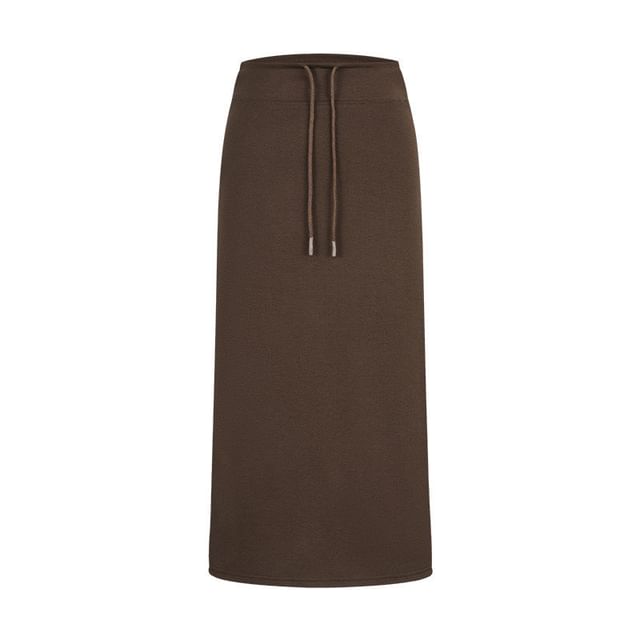 Black Maxi A-Line Skirt with Drawstring Waist