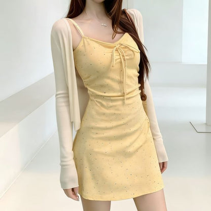 Spaghetti Strap V-Neck Mini A-Line Dress