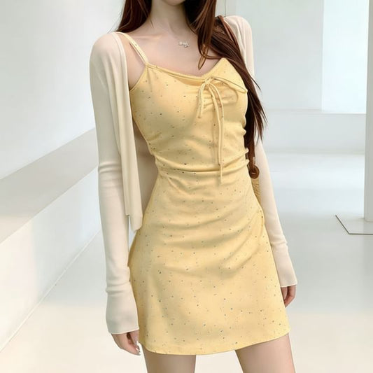 Spaghetti Strap V-Neck Mini A-Line Dress