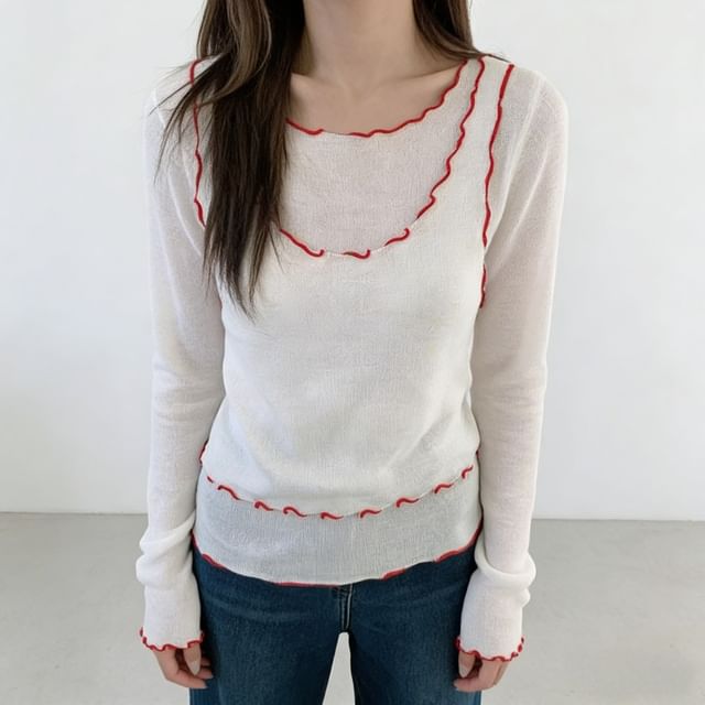 Knit Boatneck Top & Scoop Neck Camisole Duo