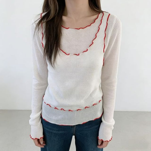 Knit Boatneck Top & Scoop Neck Camisole Duo