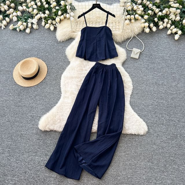 Flowy Cami & Wide-Leg High Waist Pants Set