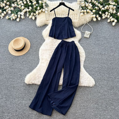 Flowy Cami & Wide-Leg High Waist Pants Set