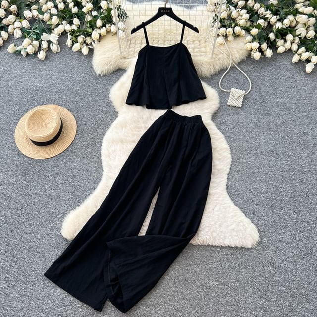 Flowy Cami & Wide-Leg High Waist Pants Set