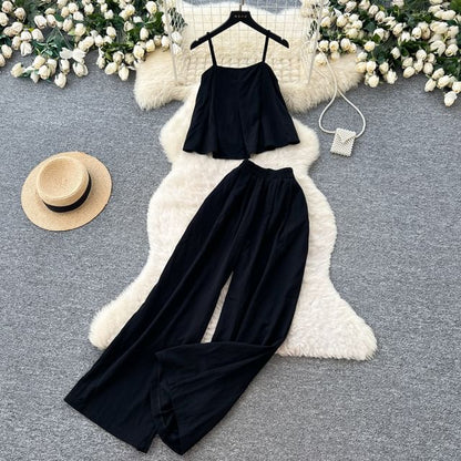 Flowy Cami & Wide-Leg High Waist Pants Set