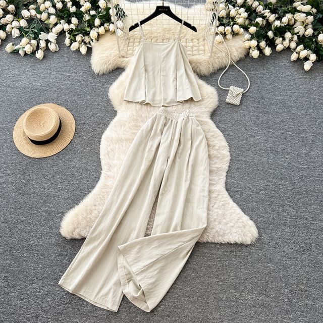 Flowy Cami & Wide-Leg High Waist Pants Set