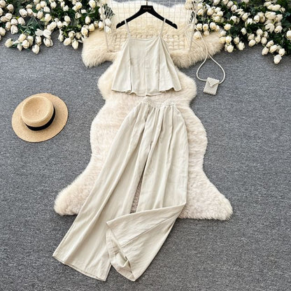 Flowy Cami & Wide-Leg High Waist Pants Set