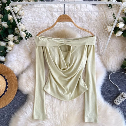 Off-Shoulder Cutout Long-Sleeve Top