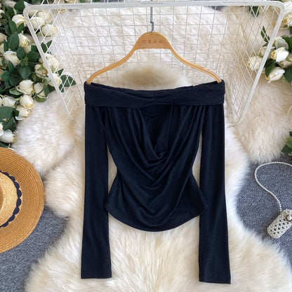 Off-Shoulder Cutout Long-Sleeve Top