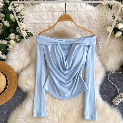 Off-Shoulder Cutout Long-Sleeve Top