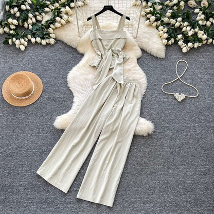Sleeveless Crop Top & Wide-Leg Pants Set