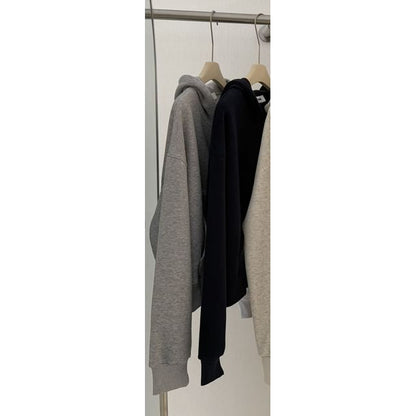Cropped Zip-Up Plain Hoodie