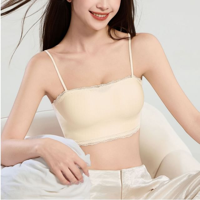 Plain Lace Trim Bra