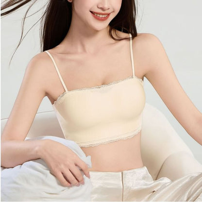 Plain Lace Trim Bra