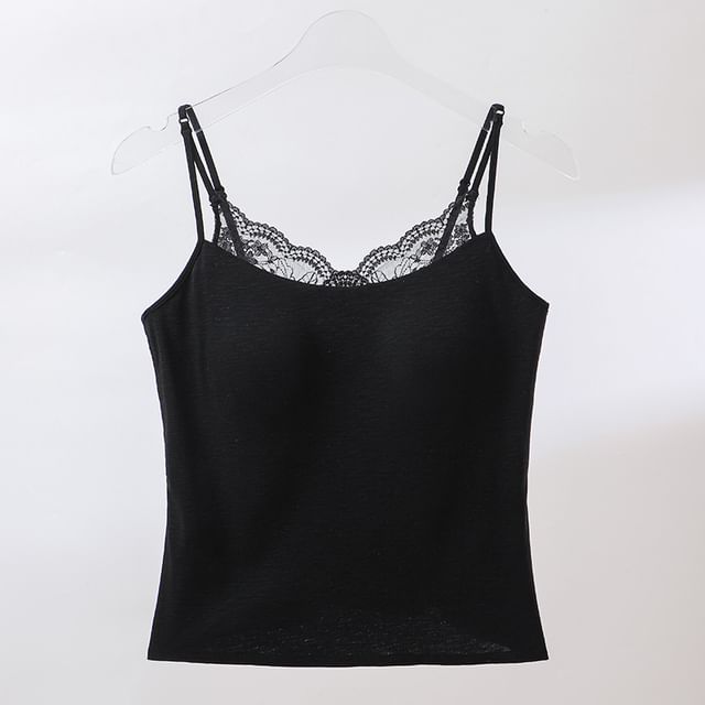 Plain Lace Trim Camisole Top