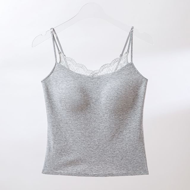 Plain Lace Trim Camisole Top