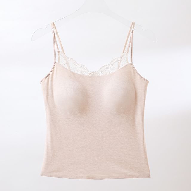 Plain Lace Trim Camisole Top