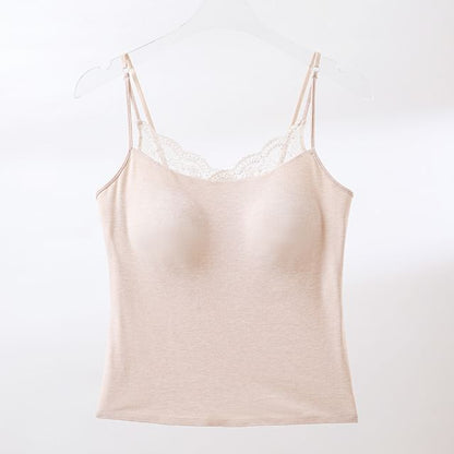 Plain Lace Trim Camisole Top