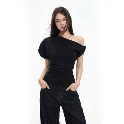 One-Shoulder Shirred Tee