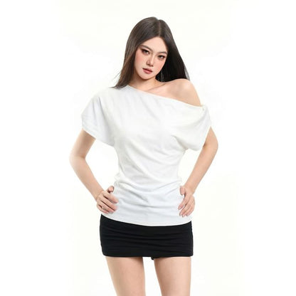 One-Shoulder Shirred Tee