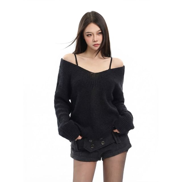 Boat-Neck Long-Sleeve Sweater