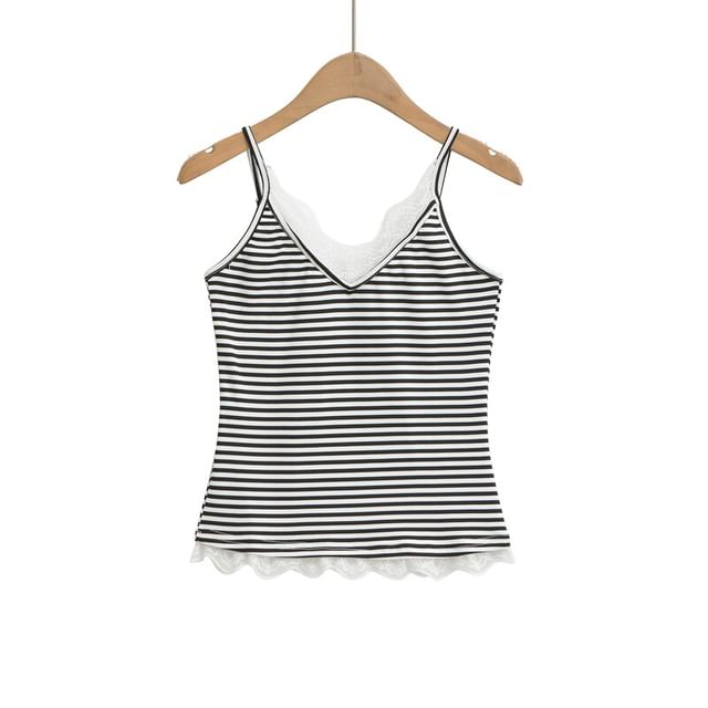 Spaghetti Strap V-Neck Striped Camisole Top