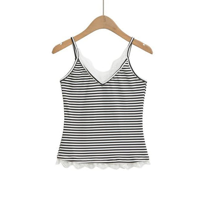 Spaghetti Strap V-Neck Striped Camisole Top